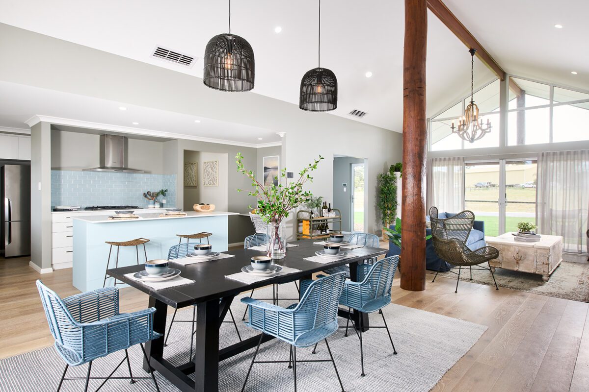 AN open plan living area inside The Milpara Estate - WA Country Builders