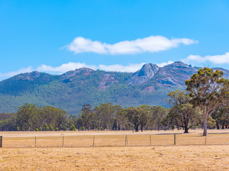 Porongurup national park view in the distance from Mount Barker, in Western Australia